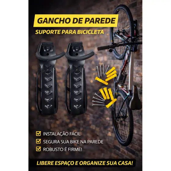 2x Suporte Parede Gancho Bike  BICICLETA Pendurar Apoio Bicicletario