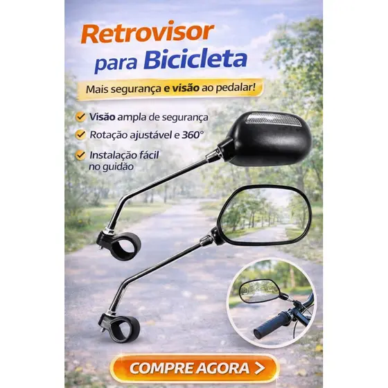 PAR ESPELHO RETROVISOR COM REFLETOR PARA BICICLETA ELETRICA MOTO BIKE