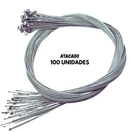 Kit 100 Cabos de Aço Freio Dianteiro Bicicleta Aço Galvanizado 1.5mm x 800mm ATACADO REVENDA