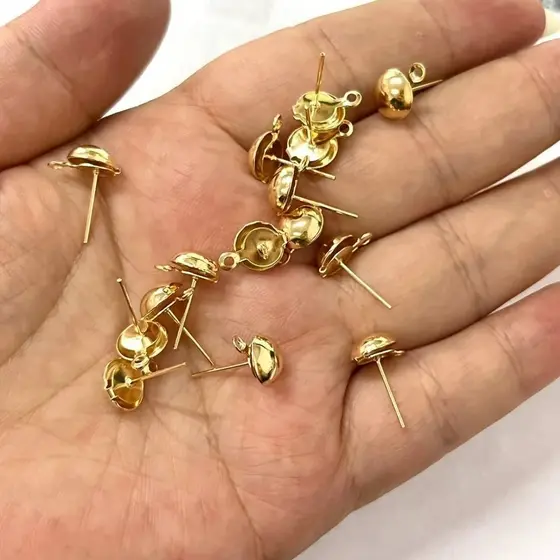 Base De Brinco Redondo com Argolinha Prata/Dourado 100 - 500 Pcs