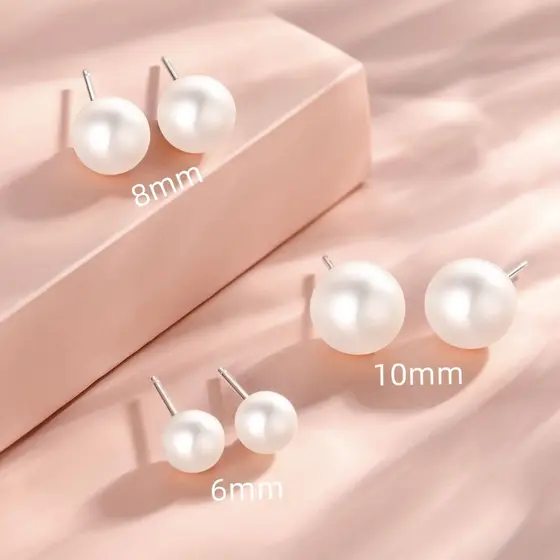 100 - 500 Brincos de pérola - 6mm/8mm/10mm - Dourado/Prata  + Tarracha de silicone