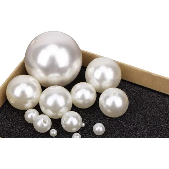 Pérola inteira ABS Creme com furo Pedra para artesanato perolada colar pulseira brinco 3mm-30mm