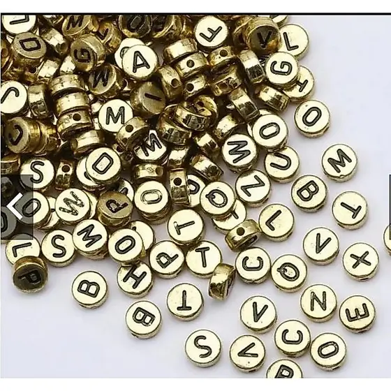 350~400 Pçs Miçanga Infantil Letras Ouro Escuro Alfabeto 50g - tigre