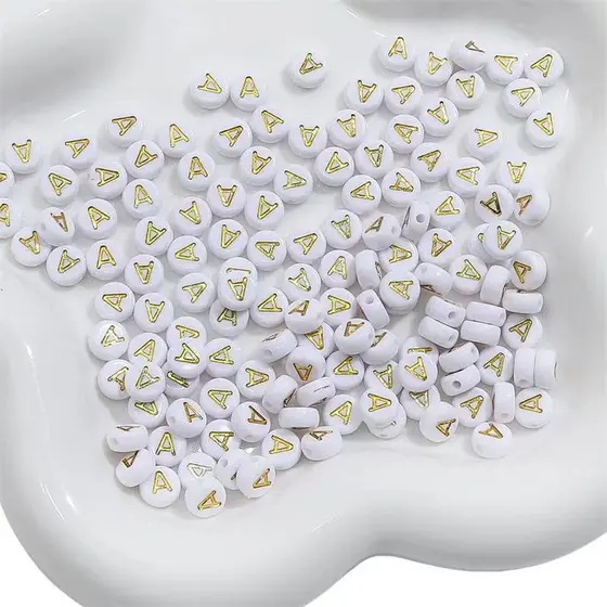 Miçangas Infantil Letras 50Pçs/100Pcs/200Pcs -dourado - Você pode escolher qualquer letra que quiser