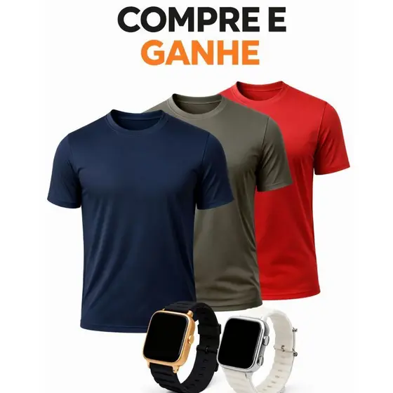 Kit Masculino Camisa Dry Fit Proteção Uv + Relógio Digital Premium Prova D"agua