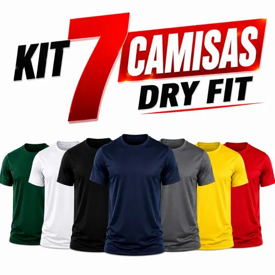 Kit 7 Camisas Masculina Dry fit Furadinha Proteção Uv Promoção