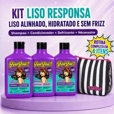 Kit Pinapow Liso Responsa | Shampoo + Condicionador + Defrizante + Necessaire | Hidratação, Antifrizz e Alinhamento
