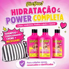 Kit Pinapow Hidratação Power | Shampoo + Condicionador + Creme de Pentear + Necessaire | Hidratação e Reparação