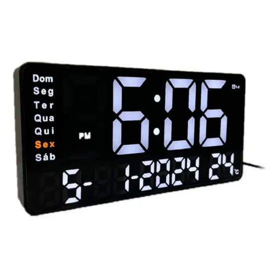 Relógio Digital Led De Parede E Mesa Alarme Temperatura