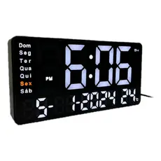 Relógio Digital Led De Parede E Mesa Alarme Temperatura