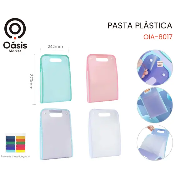 Pasta Sanfonada Organizadora 12 Div Cristal A4 Escritório