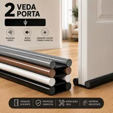 Kit 2 Veda Porta Rolinho Protetor De Porta Impermeável Proteção Duplo 80cm Ajustavel
