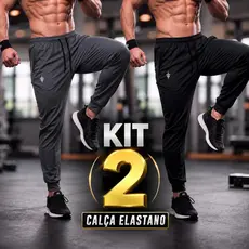 Kit 2 Calça Elastano Jogger  Esportiva P ao G4 Masculina Dry Fit Plus Size Academia
