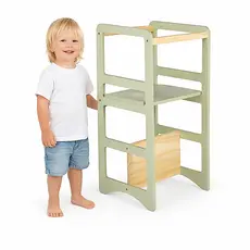 Torre De Aprendizado Montessori Regula Altura Madeira Criança Cozinha Educação Infantil Segura