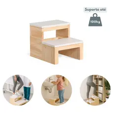 Escada Auxiliar 2 Degraus Maca Estética Hospitalar Manicure 150 Kg