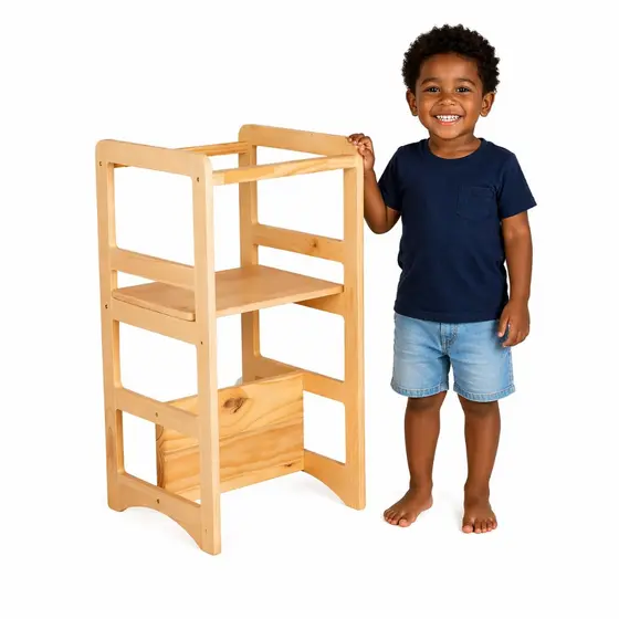 Cadeirão Torre Mesa 4 em 1 Montessori Segura Regulável Mesinha Infantil para Crianças