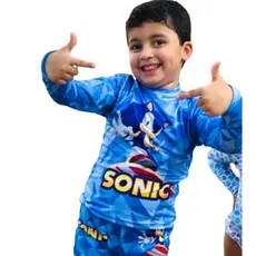 Conjunto de Praia Menino Infantil Segunda Pele/Proteção UV Kit Blusa + Sunga Pronta Entrega Top de Linha