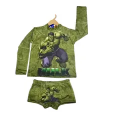 Roupa de banho Infantil verão traje para piscina UV 50+ menino conjunto Infantil verão Sunga mais Camisa longa