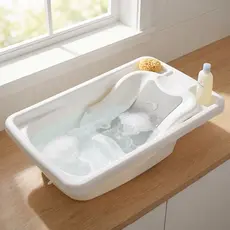 Combo Banheira Rígida Burigotto Branca + Assento Banheira de Bebe Suporte Rigido Burigotto Simples