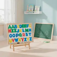 Lousa Magnética Infantil 3 em 1 40x30cm Quadro Branco Negro Educativo Brinquedo com Letras Alfabeto