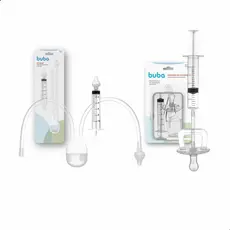 Kit Aspirador Nasal e Dosador de Medicamentos Chupeta Bebê Higiene Sucção Seringa Silicone Lavagem