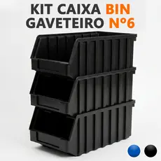 Caixa BIN N6 Kit Gaveta Organizadora Plástica Empilhável Parafusos Ferramentas Oficina Gaveteiro