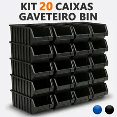 Kit 20 Caixa Gaveta BIN N3 N4 N5 N6 Organizadora Plástica Empilhável Parafusos Ferramentas Oficina