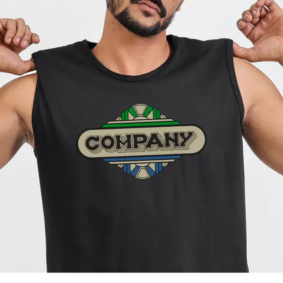 Regata Masculina Básica Confortável Retrô Company Personalizada 100% Algodão Casual