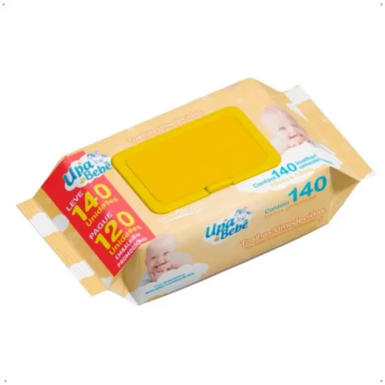 Kit C/12 Pacotes Pague 120 Leve 140 Unidades Lenço Toalha 1680 Un Umedecidas Com Tampa Flip Top E Conforto Para Seu Bebê E Super Macias Upa Bebe Suaves