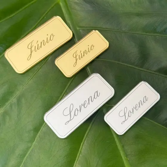 Tag Acrílico Espelhado Personalizada Com Nome Para Casamento Batizado Padrinhos Lembrança Convite Porta Jóias Necessaire