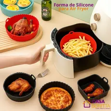 Forma De Silicone Air Fryer Antiaderente Reutilizavel Redonda Quadrada Alta Temperatura