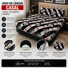 Jogo de Lençol com Elástico Casal e Queen + 2 Fronhas Estampa Futebol Malha Premium Confortável