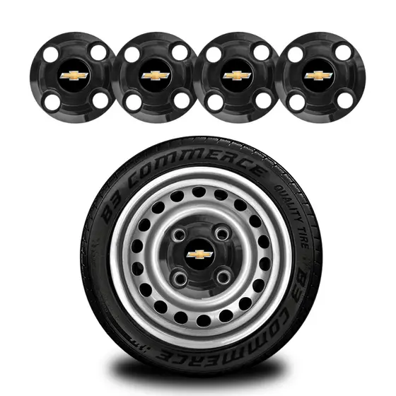 Jogo 4 Calotinha Centrais Corsa Wind Gm Chevrolet Aro 13 14 15 Preto