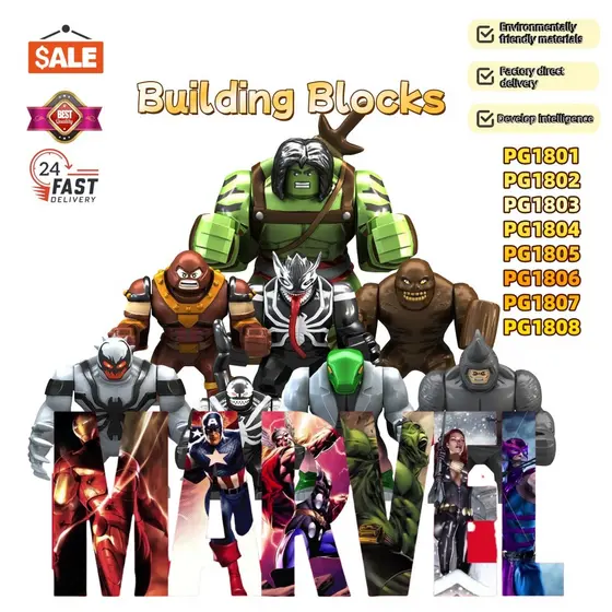 2024 Nova Série Anime Super Hero PG1801-PG1808 Montado Blocos de Construção Modelo de Brinquedo Adultos e Presente de An