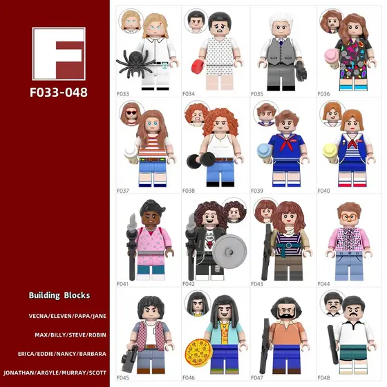 Jogo e Anime Série Stranger Things F033-F048 Modelo de Figura de Blocos de Construção Montados Brinquedos Educacionais p