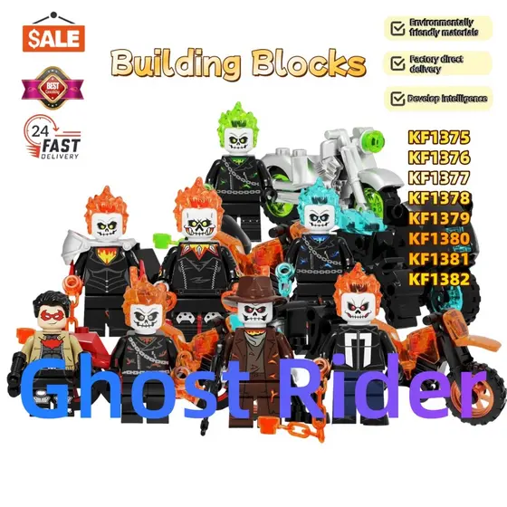 Ghost Rider Motocicleta KF1375-KF1382 Series Blocos de Construção Montados Toy Model Figure Presente de Aniversário