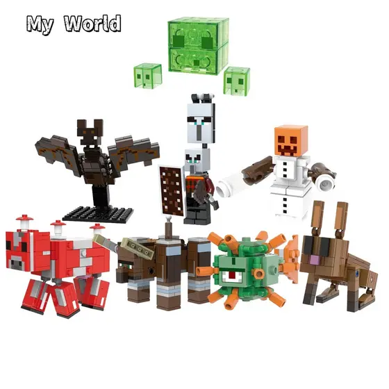 XH1584-XH1591 Animação de Jogo Série Meu Mundo Modelo de Blocos de Construção Montados Brinquedos Educativos para Crianç
