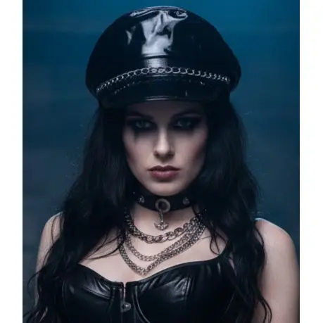 Chapeu Boina Preto Com Corrente Fantasia Festa Cosplay