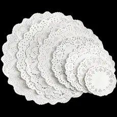 Kit 300/600 Toalhas Rendada Redonda 12,5cm de Papel Descartável Convite Decoração