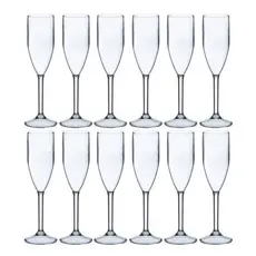 20 Taças de Champanhe/Espumante Acrílica 180 ml p/ Aniversário, Ano Novo, Natal, Festa!
