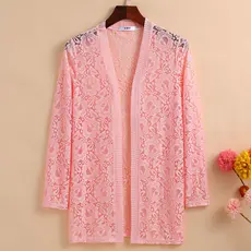 Verão Plus Size Cardigan exterior jaqueta fina versão coreana novo estilo All-Match xale renda