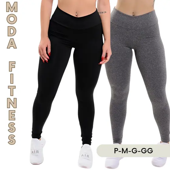 Legging Feminina Cintura Alta Calça Leg Fitness Academia Zero Transparência