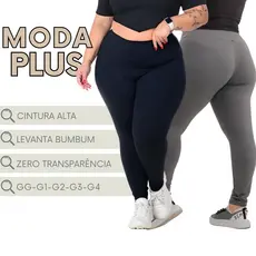Legging Plus Size Feminina Calça Cintura Alta Zero Transparência Academia Fitness