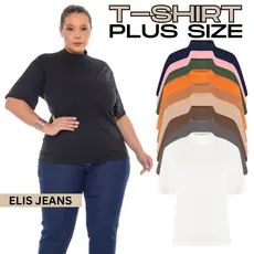 Blusa Plus Size Feminina Gola Alta Camiseta Básica 100% Algodão