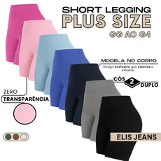 Shorts Feminino Plus Size Fitness Meia Coxa Short Cintura Alta Bermuda Legging Zero Transparência