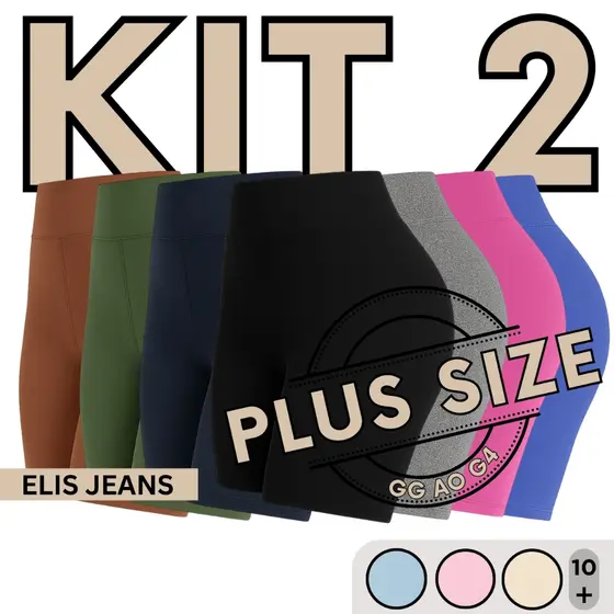 Kit 2  Shorts Feminino Plus SizeFitness Meia Coxa Short Cintura Alta Bermuda Legging Zero Transparência