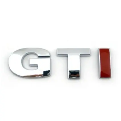 Emblema GTI Inclinado c/ I Inj.Eletronica Vermelho Golf Gol Parati Saveiro G3 G4