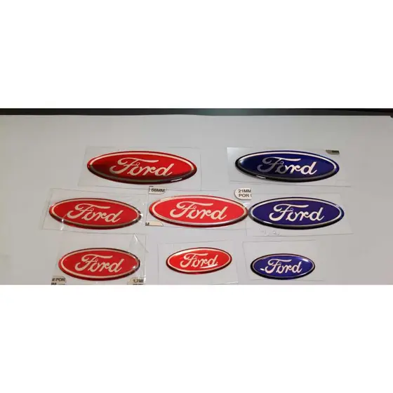 Emblema Volante/Calotas Vermelho /Azul Ford Oval 19mmx50mm( Resinado )