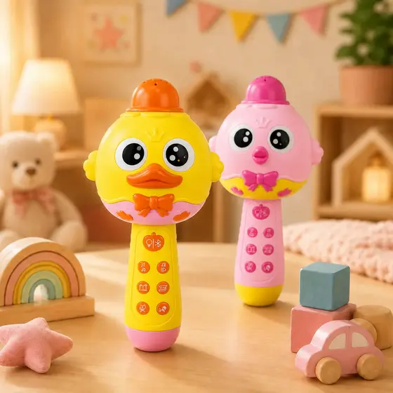 Microfone Bluetooth Infantil Para Contar Histórias E Música Com Luz