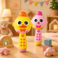 Microfone Bluetooth Infantil Para Contar Histórias E Música Com Luz
